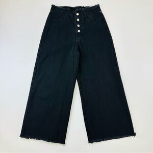 Black cropped high rise jeans Small raw hem High Rise waisted womens denim